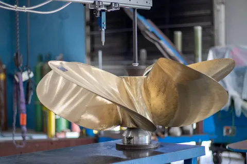 Bronze propeller under the Hale MRI scanning probe